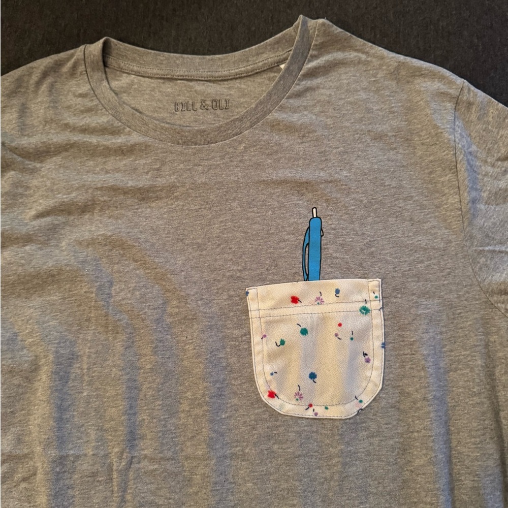 BILL AND OLI Unisex Gray T Shirt  New ! Size L Fun!